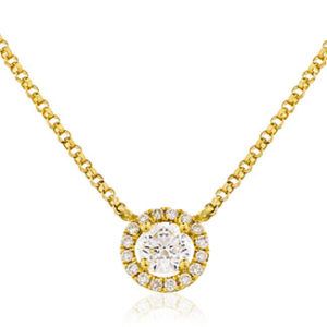 Fixed Single Halo Diamond Necklace