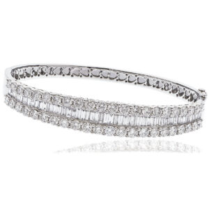 Graduating Round & Baguette Cut Bangle