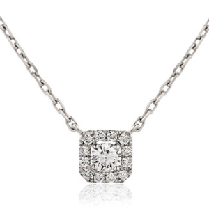 Square Halo Diamond Necklace