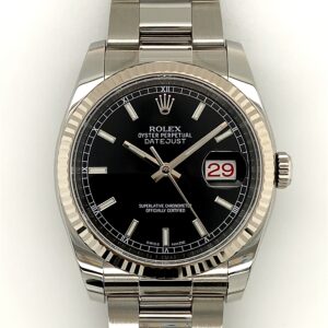 ROLEX DATEJUST 36MM STAINLESS STEEL BLACK DIAL 116234