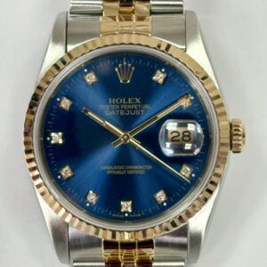 ROLEX DATEJUST 36MM STEEL & GOLD BLUE DIAMOND DIAL 16233