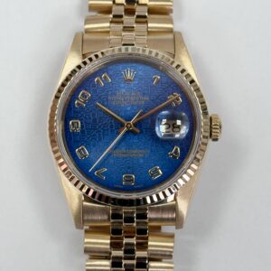 ROLEX DATEJUST 36MM YELLOW GOLD BLUE DIAL 16238