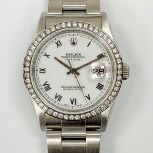 ROLEX DATEJUST 36MM STAINLESS STEEL 16220 DIAMOND BEZEL
