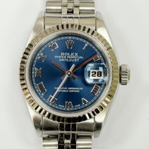 ROLEX DATEJUST 26MM STAINLESS STEEL BLUE ROMAN DIAL 69174