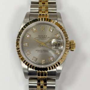 ROLEX DATEJUST 26MM STEEL & YELLOW GOLD GREY DIAMOND DIAL 69173